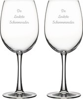 Gegraveerde Rode wijnglas 58cl De Leukste Schoonvader-De Leukste Schoonmoeder