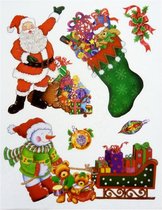 raamstickers Kerst wijzend 30 x 42 cm groen/rood 6-delig