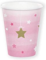 feestbeker Twinkle meisjes karton 266 ml roze 8 stuks