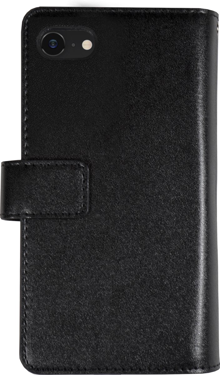 BMAX Leren bookcase hoesje geschikt voor iPhone SE 2022 met ruimte voor 10 pasjes en rits - Hard cover - Beschermhoesje - Telefoonhoesje - Apple - Telefoonbescherming - Back cover - Backcover - Zwart
