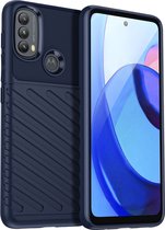 Motorola Moto E40 Hoesje - Mobigear - Groove Serie - TPU Backcover - Blauw - Hoesje Geschikt Voor Motorola Moto E40