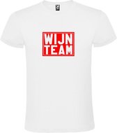Wit T shirt met print van " Wijn Team " print Rood size XXXXL