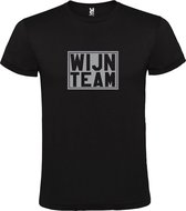 Zwart T shirt met print van " Wijn Team " print Zilver size XXXXL