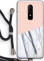 Case Company® - OnePlus 6 hoesje met Koord - A touch of peach - Telefoonhoesje met Zwart Koord - Bescherming aan alle Kanten en Over de Schermrand