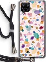 Case Company® - Samsung Galaxy A12 hoesje met Koord - Terrazzo Memphis - Telefoonhoesje met Zwart Koord - Bescherming aan alle Kanten en Over de Schermrand