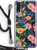 Case Company® - Samsung Galaxy A50 hoesje met Koord - Tropisch 2 - Telefoonhoesje met Zwart Koord - Bescherming aan alle Kanten en Over de Schermrand