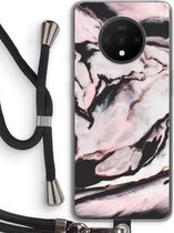 Case Company® - OnePlus 7T hoesje met Koord - Roze stroom - Telefoonhoesje met Zwart Koord - Bescherming aan alle Kanten en Over de Schermrand