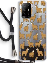 Case Company® - Oppo A94 5G hoesje met Koord - Alpacas - Telefoonhoesje met Zwart Koord - Bescherming aan alle Kanten en Over de Schermrand