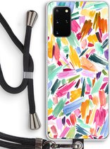 Case Company® - Samsung Galaxy S20 Plus hoesje met Koord - Watercolor Brushstrokes - Telefoonhoesje met Zwart Koord - Bescherming aan alle Kanten en Over de Schermrand