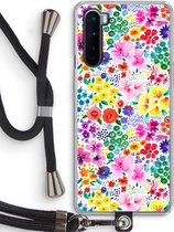 Case Company® - OnePlus Nord hoesje met Koord - Little Flowers - Telefoonhoesje met Zwart Koord - Bescherming aan alle Kanten en Over de Schermrand