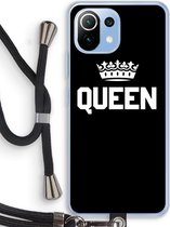 Case Company® - Xiaomi Mi 11 Lite hoesje met Koord - Queen zwart - Telefoonhoesje met Zwart Koord - Bescherming aan alle Kanten en Over de Schermrand