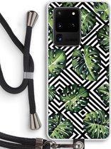 Case Company® - Samsung Galaxy S20 Ultra hoesje met Koord - Geometrische jungle - Telefoonhoesje met Zwart Koord - Bescherming aan alle Kanten en Over de Schermrand
