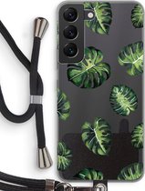 Case Company® - Samsung Galaxy S22 hoesje met Koord - Tropische bladeren - Telefoonhoesje met Zwart Koord - Bescherming aan alle Kanten en Over de Schermrand