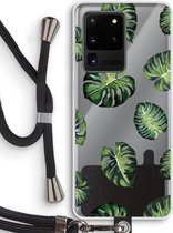 Case Company® - Samsung Galaxy S20 Ultra hoesje met Koord - Tropische bladeren - Telefoonhoesje met Zwart Koord - Bescherming aan alle Kanten en Over de Schermrand