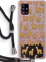 Case Company® - Samsung Galaxy A51 5G hoesje met Koord - Alpacas - Telefoonhoesje met Zwart Koord - Bescherming aan alle Kanten en Over de Schermrand