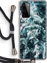 Case Company® - OnePlus 9 Pro hoesje met Koord - Zee golf - Telefoonhoesje met Zwart Koord - Bescherming aan alle Kanten en Over de Schermrand