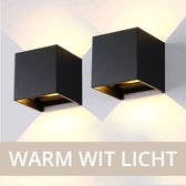 Wandlamp dimbaar set van 2 - Zwart - 2x3 watt - 3000k warm wit - 10x10x10cm - Geschikt voor binnen en buiten - Kubus lamp - industrieel