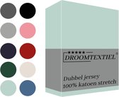 Droomtextiel Dubbel Jersey Hoeslaken Mint Groen Lits-Jumeaux 180x200 cm - 100% Katoen - Hoge Hoek - Heerlijk Zacht - Strijkvrij - Rondom elastiek - Stretch - Dubbel Dik Geweven