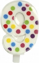 verjaardagskaars confetti 9 jaar 6,5 cm wax