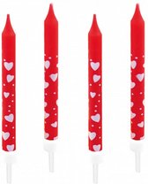 verjaardagskaarsen hartjes 7,5 cm wax 10 stuks wit rood