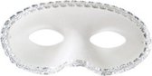 verkleedmasker Domino wit/zilver one-size