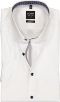 OLYMP Level 5 body fit overhemd - korte mouw - wit poplin (contrast) - Strijkvriendelijk - Boordmaat: 43