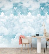 WallHaus - Wolken Behang Cotton Clouds - Blauw - 159cm x 280cm
