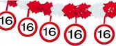 verjaardagslinger 16 Jaar 4 meter papier rood/wit