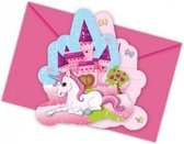 uitnodigingen Unicorn 12 x 10 cm papier roze 12-delig