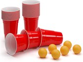 BeerCup Andrews Red Beer Cups 473 ml - 100 x party bekers & 6 x Oranje bal - Geschikt voor het Beer Pong spel