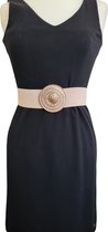 Mooie Dames Heup Riem Rond - Fashion, Beige, Goud- One Size Elastische Comfort Stretch Belt- Jas, Blouse Topje, Jurk heupriem - Tailleriem