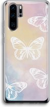 Case Company® - Huawei P30 Pro hoesje - White butterfly - Soft Cover Telefoonhoesje - Bescherming aan alle Kanten en Schermrand