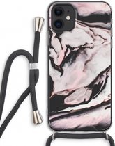 Case Company® - iPhone 11 hoesje met Koord - Roze stroom - Telefoonhoesje met Zwart Koord - Extra Bescherming aan alle Kanten en Over de Schermrand