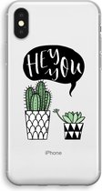 Case Company® - iPhone XS hoesje - Hey you cactus - Soft Cover Telefoonhoesje - Bescherming aan alle Kanten en Schermrand