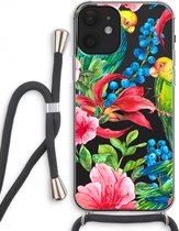 Case Company® - iPhone 12 hoesje met Koord - Papegaaien - Telefoonhoesje met Zwart Koord - Extra Bescherming aan alle Kanten en Over de Schermrand