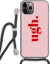 Case Company® - iPhone 11 Pro hoesje met Koord - Ugh - Telefoonhoesje met Zwart Koord - Extra Bescherming aan alle Kanten en Over de Schermrand