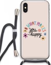 Case Company® - iPhone XS Max hoesje met Koord - Happy days - Telefoonhoesje met Zwart Koord - Extra Bescherming aan alle Kanten en Over de Schermrand