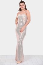 HASVEL-Maxi jurk Dames -Misty rose Jurk met pailletten- Maat XS-Galajurk-Avondjurk- HASVEL-Maxi Dress Women -Powder Sequin Dress - Size XS-Prom Dress-Evening Dress