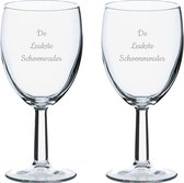 Gegraveerde wijnglas 24,5cl De Leukste Schoonvader-De Leukste Schoonmoeder