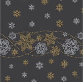 servetten Snow Glitter 3-laags 40 cm papier zwart/goud