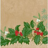 servetten Snowy Berries 3-laags 33 cm papier bruin/groen