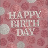 servetten Happy Birthday 33 x 33 cm roze 20 stuks