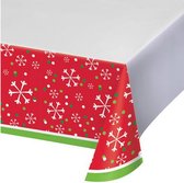 tafelkleed sneeuwvlokken 137 x 259 cm wit/rood/groen
