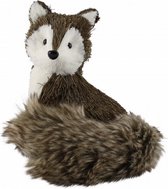 kerstdecoratie vos 17,5 x 15 cm pluche bruin