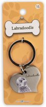 sleutelhanger Labradoodle  5 cm staal zilver