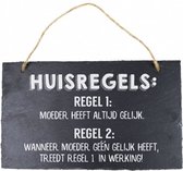 hangdecoratie Huisregels 15 x 25 cm leisteen grijs