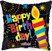 folieballon Happy Birthday Candle 46 cm zwart