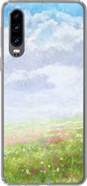 Geschikt voor Huawei P30 hoesje - Waterverf - Bloemen - Landschap - Siliconen Telefoonhoesje