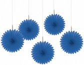 waaiers feestdecoratie 15 cm 5 stuks blauw