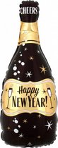 folieballon Champagnefles 25 x 66 cm zwart/goud